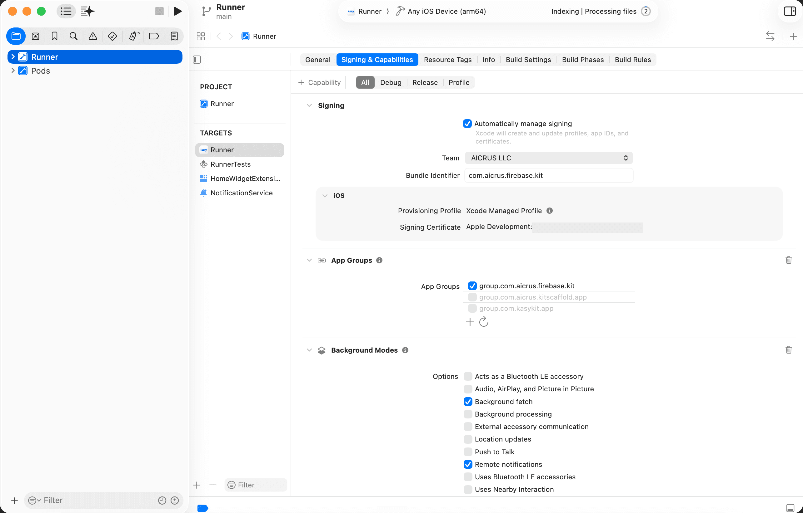 Xcode's Signing & Capabilities tab