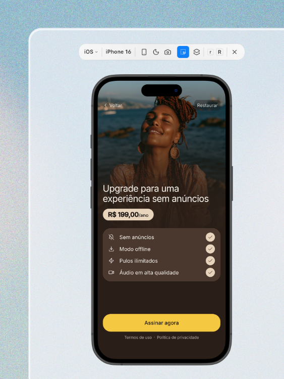 App Preview Device on iPhone 16